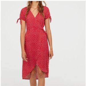 Red dot wrap dress